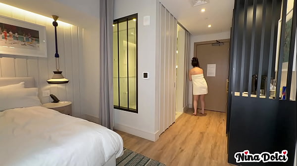 Horny Milf NinaDolci Busted the Bellboy Slow Stroking