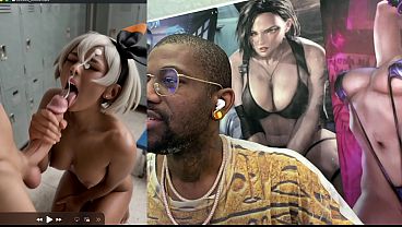 Ebony Pokemon Trainer Jerking Off A Cock Until Her Face Gets Cum Covered, Ai Generated thumbnail