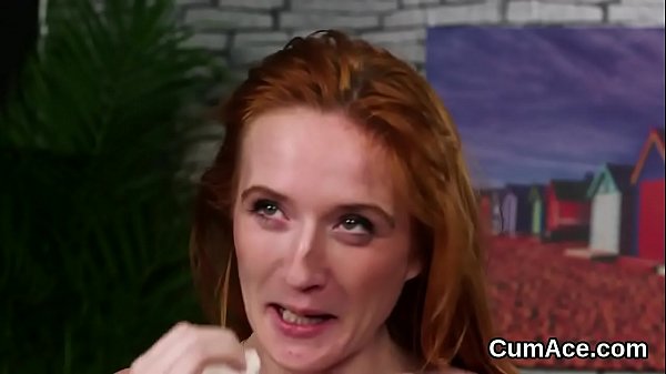 Wacky model gets sperm load on_her face swallowing all_the cream