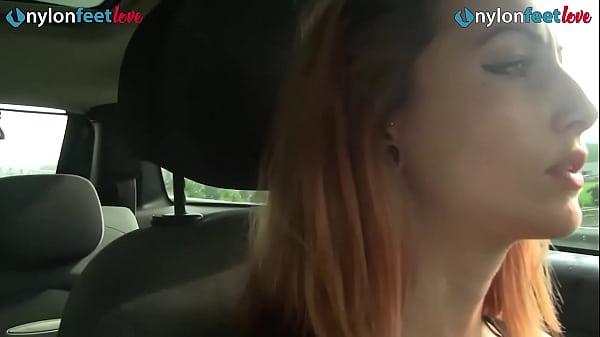 Redhead_pedal pumping_and upskirt in stockings and flats