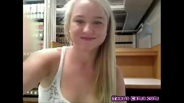 Sexy Blonde BustyTeen masturbates in public library