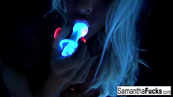 Samantha Saint gets off in this super hot black_light solo