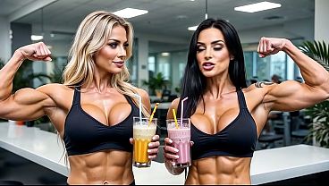 Female Bodybuilders nude in the gym !! (Nude in Public AI-Entertainment) 