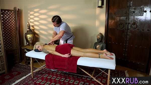 Sexy blonde client Elle enjoyedhot ass massage before hardcore mouth fucking