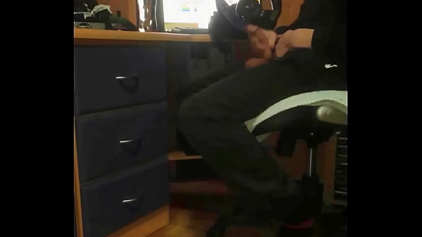 Curved cock with huge cumshot watching some porn from HardBritLads 