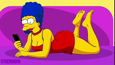 Married Housewife Cheats on Her Cuckold Husband on a Pink Couch. Cartoon Parody Simpsons. Hentai 