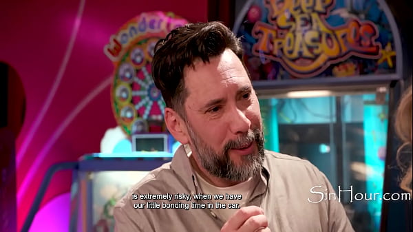 Stepdaughter seduces stepfather in empty arcade