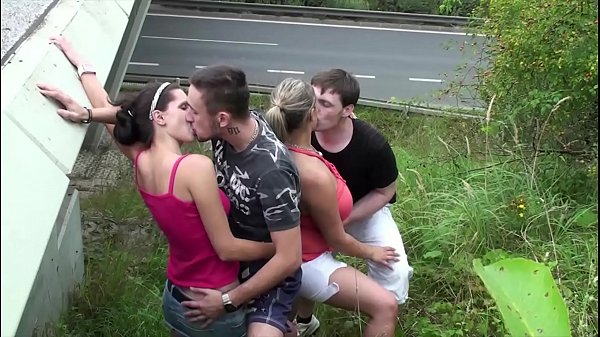 Big tits super model Krystal Swiftin public sex foursome_orgy with 2 guys