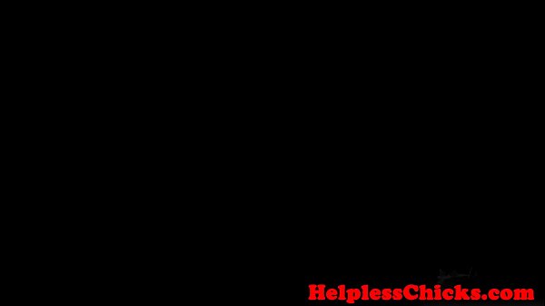 Restrained redhead teen toyed with by dom