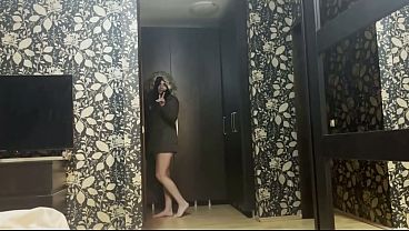 Deepthroat masturbation & cum on my fur hooded downjacket &ndash; satin fetish in bed