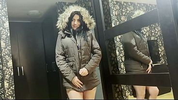 Deepthroat, Masturbation &amp_ Cum on My Fur Hooded Downjacket &ndash_ Satin Fetish in Bed
