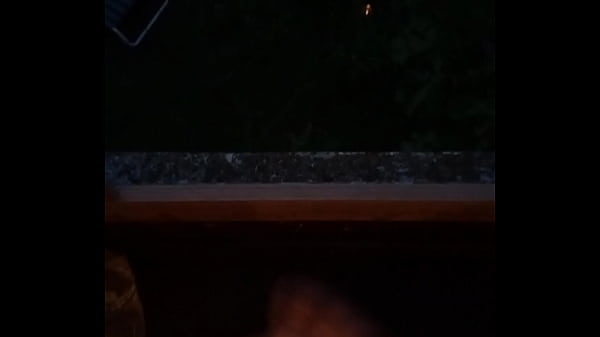 Big cumshot out the window