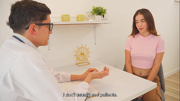 Beautiful skinny latina rides the huge dick of her doctor with her pink pussy 