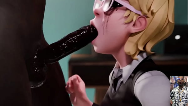 Beautiful blonde nerd girl deepthroating a hard bbc 