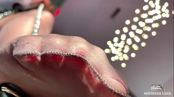 My foot in torn tan tights wiggling right above your face 