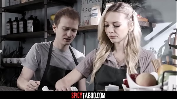 Blonde babe ask_her cheating boyfriend for a risky sex at the workplace