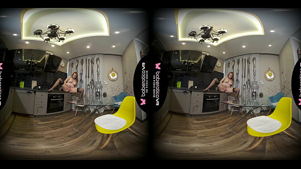 Solo babe, Candy Red masturbates in_the kitchen,in VR