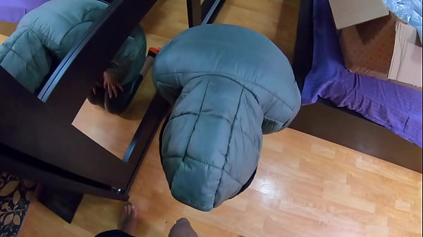 Milfycalla a lot of cum on my red shiny and puffy down jacket preview 