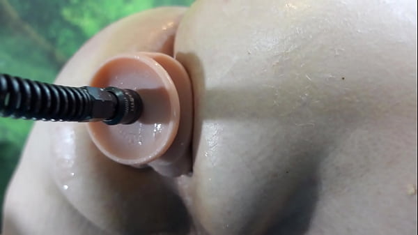 Chubby Shemale Dildo Machine Fuck Closeup 