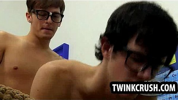 Teen nerd fucks other nerdy twink in his tight asshole 