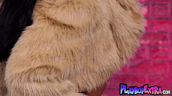 Latina owns every inch of the velvet settee beneath her during stripping and posing nude