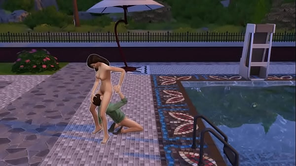 Молодой господин_грубо трахнул сочную горничную возле бассейна
