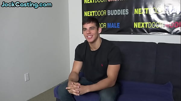 Amateur handsome stud jerking his hard cock on gay casting 
