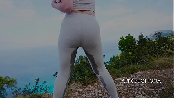 Pixie wetting her self and drink piss on a hike 