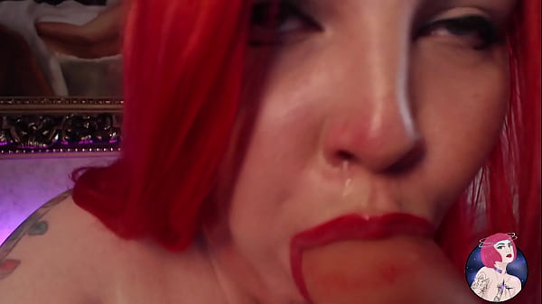 Sloppy gagging blowjob lot of spit 