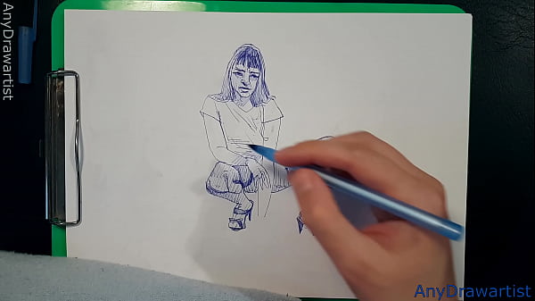 Ballpoint pen drawing naked girls With big boobs, sexy ,HOT !