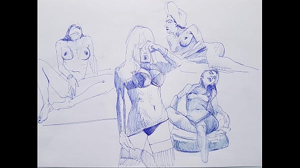 Ballpoint pen_drawing_naked girls With big boobs sexy_HOT