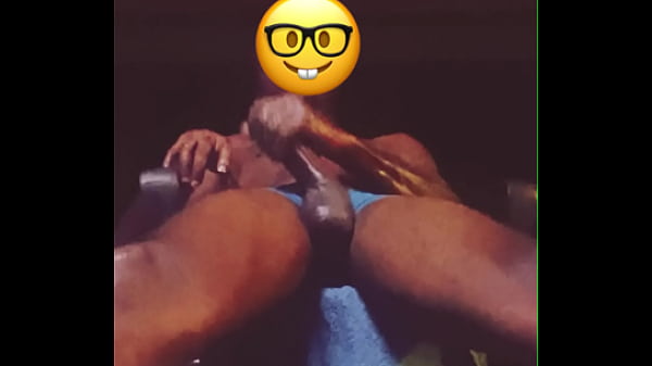 Hung black amateur stroking his cock