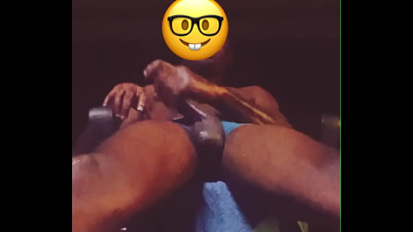 Hung black amateur stroking his cock