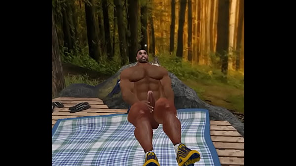 handsome hunk john urschel jerks his massive manhood in the woods