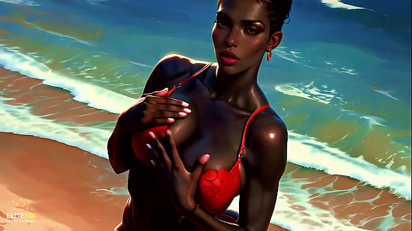 4k 100% ai generated 3d soft looping pmv &ndash; massive ass ebony gentle beach bikini booty shaking for endless loops
