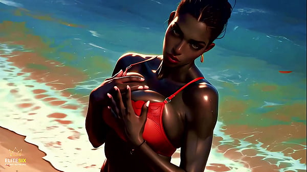 4k 100% ai generated 3d soft looping pmv &ndash; massive ass ebony gentle beach bikini booty shaking for endless loops 