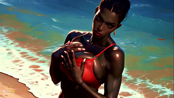 4k 100% ai generated 3d soft looping pmv &ndash; massive ass ebony gentle beach bikini booty shaking for endless loops