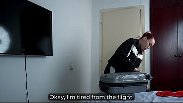 Step mom tests step son's secret gift on shared hotel bed new year's eve 