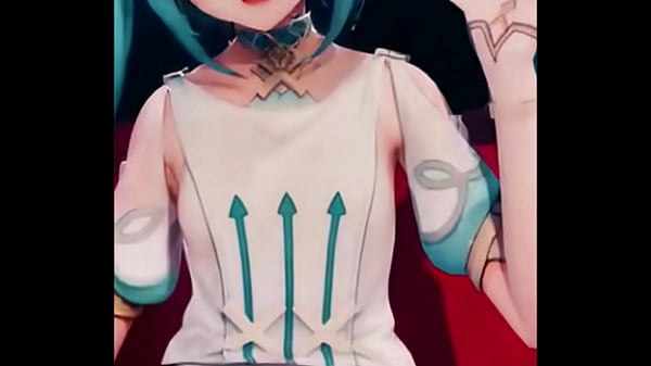 A cheerful genshin girl waves with a bright smile her aqua hair glowing under the lights sweet and innocent on the surface but her charm hides a deeper magic&hellip; bio link waiting