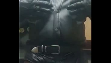 Black Full Leather Gear Smoke, Cock Stroke &amp Cum