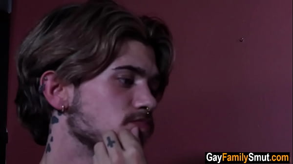 Gay step son sucks stepfathe in glory hole 