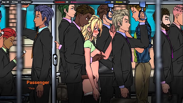 A horny stranger on a bus asked for help with his erection hentai game