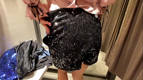 Trying new clothes in room in Mall_with Cumshot on my_big Boobs - Cock2squirt