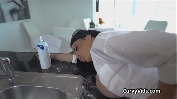 Curvy big tit Latina gets_dirty in_kitchen