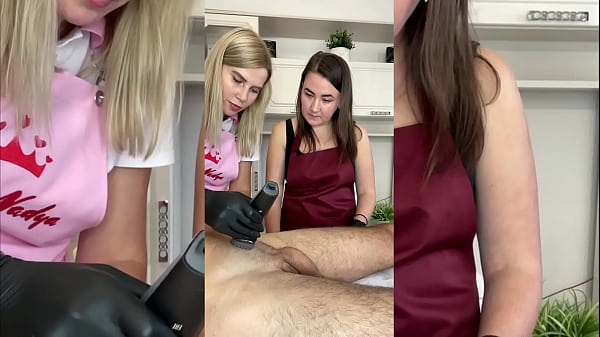 An Ejaculant Cummed On My Student's Hands During Depilation thumbnail