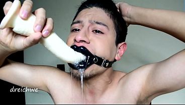 Sucking dildo very hard