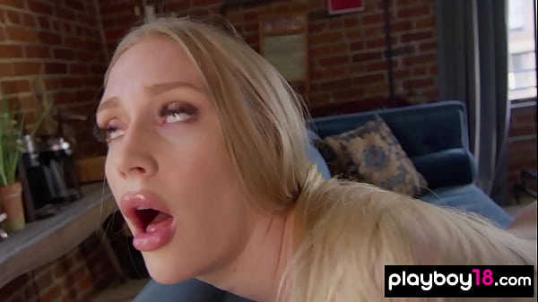 Skinny blondie stripped and caressed her neglected pussy 