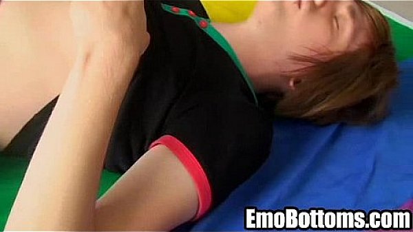 A hot punk twink is masturbating his big cock 