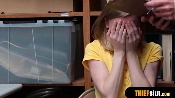 Petite blonde shoplifter gets fucked hard and rough 