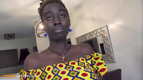 Black babe with big tits sucks off producer then rides him hard reverse cowgirl